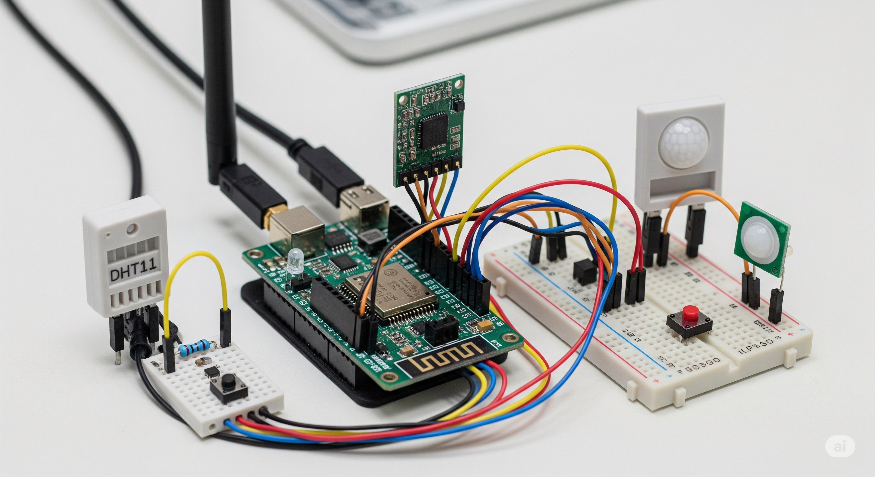 Embedded systems and IoT prototype with sensors and MCU
